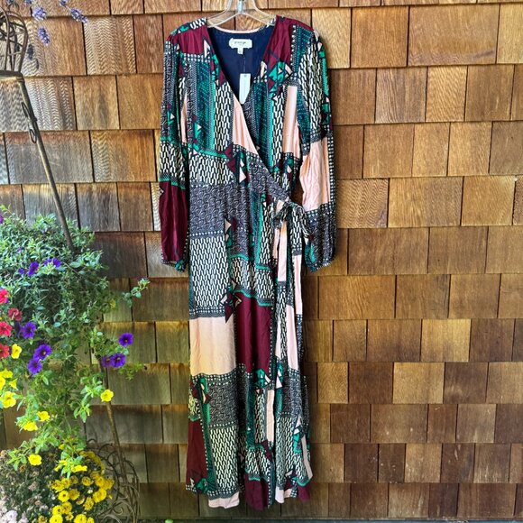NWT Anthropologie Porridge Virginia Wrap Patchwork Print Maxi in Women's Large - Picture 2 of 14